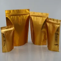 100 teile / paket X 19x29 cm Aufstehen matte goldene aluminisierte Mylar-Reißverschlussbeutel, Mylar-Beschichtung Haferflocken / Maismehl Packsack wiederverwendbarer Reißverschluss