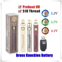 Brass Knuckles Vape Pen 650mAh 900mAh Adjustable Voltage Wood Battery SS Gold 510 Thread Smoking Preheat VV New UK E CIG
