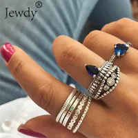 8 pçs / lote azul cristal knuckle midi sets na moda waterdrop encanto 2019 boho vintage anéis de casamento mulheres anillos mujer jóias