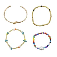 4 pièces / set alliage bracelet bague de perles bijoux à la mode boho jade pour les femmes