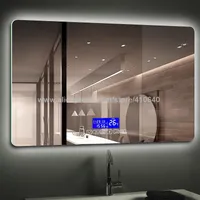 K3015 Series Light Mirror Touch Interruptor con la temperatura de radio FM de Bluetooth Pantalla de calendario de fecha para baño o espejo de gabinete
