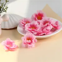200PCs 4,5 cm Konstgjorda tygplommon Blossom Peach Blossom Sakura Flower Heads DIY Tillbehör