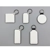 sublimation cuir blanc rond Rectangle carré porte-clés impression par transfert à chaud impression deux faces peuvent consommés de nouveaux styles