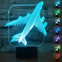 Vliegtuigen Warplane 3D Nachtverlichting 7 Kleur Verandering LED Tafellamp Xmas Toy Gift voor kinderen