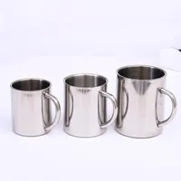 220 300 400ml Double Layer Stainless Steel Mugs Coffee Cups Climbing Camping Cup with Handle WB340