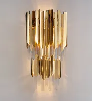 Moderne LED Crystal Wandleuchte Luxus Goldlicht Edelstahl Wand Sconce AC90-260V Hängende Dekoration Kristall Lampe Llfa