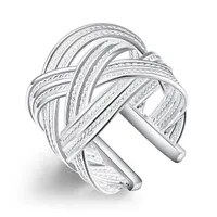 DHL Epacket placcato in argento sterling anello grande maglie di dimensione DHSR24 italiani aprono regolabile; trasporto libero unisex 925 piatto d'argento gioielli anelli a fascia