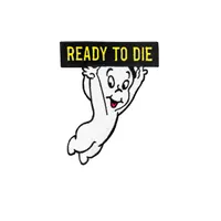Cartoon Ghost READY TO DIE Embroidery Iron On Patches For Shirt Bag Clothes DIY Custom Design Applique Free Shipping