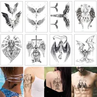Черный эскиз татуировки сексуальный Ангел крест Смертокрыла поддельные временный тело искусство татуировки переноса наклейки для прохладный женщины мужчины мода 2020 новый подарок
