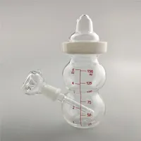 Bottiglia New Baby Bong Oil Rigs Tubature dell'acqua 6,3 pollici Vetro Alimentatore Bong Con Fori di diffondenti a 14 millimetri Ciotola Vetro Spesso Dab Rigs Narghilè
