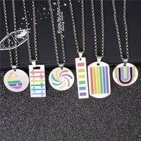 creativa inoxidable Collar de acero de acero de titanio perro etiqueta de arco iris collar colgante de Hip Hop regalo de la joyería homosexual