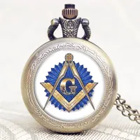 Relógios Maçônicos Antigos Freemason Freemasonry G Design Bronze Bolso Relógio Homens Mulheres Analog Clock Com Chain Colar Presente