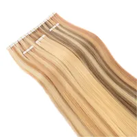 200Gram Double Drawn Color P 27/613 16- 24 inch Skin Weft PU Tape in Human Hair Extensions Brazilian REMY Hair Cheap Shipping To USA