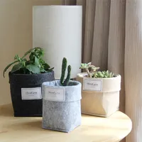 Gevoelde succulente plantentassen niet-geweven stof cactus bloem groeien planters pot of thuis opbergmand tassen vouwen bloem EA633