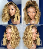 Parrucche di capelli umani biondi Miele Parrucca anteriore in pizzo Ombre 1B 27 360 Parrucche frontali in pizzo allentato Parrucche piene in pizzo