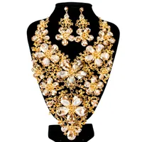 Роскошные старинные ювелирные изделия набор ожерелье серьги Maxi женщин большой кувшин дешевые выступления воротнички F1102 со стразами 6 цветов