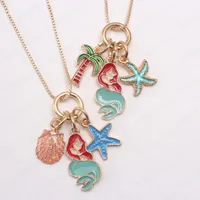 Мода Grils Mermaid / starfish / shell Подвеска Ожерелье Очаровательная цепь ожерелье для детей Детская вечеринка Ювелирные изделия 1 шт. Новейшие