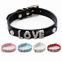 PU leather Personalized Custom Dog Collars for 10mm Letters and Charms (5 Colors 4 Sizes)