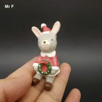Requintado diy acessório mini coelho ornamento miniatura figurine decoração presente de presente de natal penas paisagem modelo brinquedo
