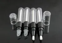 4,5 ml transparent + svart läppglansrör / flaska, tom runda mini twist penna, engångsplast uppringning penna med kiselspets sn3306