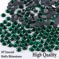 Nähen Vorstellungen Alle Größen Emerald DMC HOTFIX RSEISTONE Flachback Glass Kristall Tiefes Grün DIY -Kleidungsbeutel