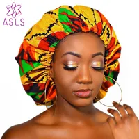 Новые очень большие атласные подкладки BONNETS Двойной слой Женщины Африканский Узор Печать Ткань Боннец Ночной Спящий Шляпа Принадлежности для волос