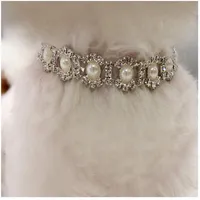 Rhinestone ожерелье перлы Ошейник сплава Алмазные Pet Ошейники Mascotas Аксессуары для собак поводки для маленьких собак Pet Supplies Promotion