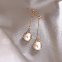 S968 gioielli di moda hot s925 argento post lungo nappa per perle orecchini perline pendente pendente ciondolo orecchini
