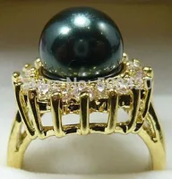 genuino negro Mar del Sur Conchas perla anillo grado 3 tamaño