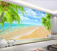 Fondo de playa 3D TV mural de pared papel tapiz 3d papeles de pared 3d para telón de fondo de televisión