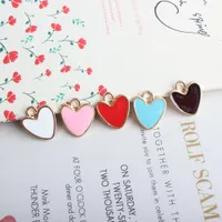 Love Heart Small Enamel Gold Plated Color Charms Pendants for Handmade Diy Earrings Necklace Key Chain Bracelet Jewelry Making Accessories
