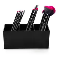 Tre slots akryl makeup arrangör högkvalitativa svarta plast skrivbordslipsticks stativ fall mode makeup verktyg förvaringslåda