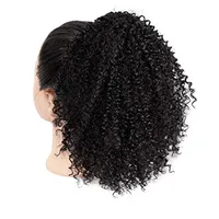 Humain Afro Kinky Curly Ponytail extensões Curly cordão Puff Rabo-humano para Black Mulheres Hairpieces clipe para American Africano