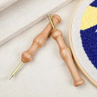 DIY 실용적인 뜨개질 자수 바늘 굵게 대형 공예 바느질 액세서리 펀치 편리한 목재 핸들 직조 도구