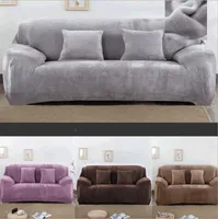 Solid Color pelúcia macia Thicken Elastic Sofá Capa Universal secional Slipcover inverno 1 seater estiramento Couch Cover for Living Room
