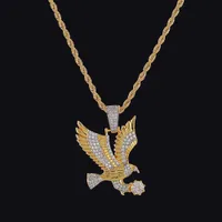 Animal Eagle Necklace Pendant Heren Heup Hop Sieraden Bling Cubic Zircon Iced Out One Color For Gift