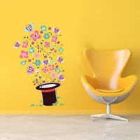 Printemps décor à la maison stickers muraux pour enfants Room Decor Sticker Cartoon Magic Hat Papillon wallpapers muraux décoratifs Stickers