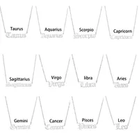 Horoscope sign pendant necklace Constell Stainless steel letter necklaces Taurus Aquarius Scorpio Gemini Sagittarius fashion jewelry drop ship