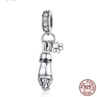Nuevo 925 Sterling Silver encantador Cat Charms Beads Fit Pandora Charm Cadena de serpientes Bracelets Diy haciendo joyas para encontrar joyas