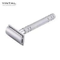 Yintal 1 rasoio matte argento classico rasoio di sicurezza per barba da barba di qualità ottone impugnatura in rame doppio bordo rasoio manuale