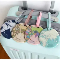 50pcs Travel accessories Luggage Tag Creative Casual Map Silica Gel Suitcase Id Address Baggage Board Tag Portable Label
