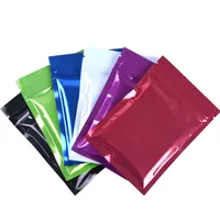 100 pcs wiederverschließbare farbenfrohe Reißverpackungsbeutel Mylar Aluminium Folienpackungstasche verschiedene Größen Lebensmittelpaellierbeutel