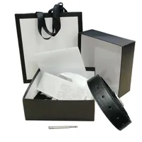 Cinturones para hombres cinturón negro de cuero genuino hebilla lisa con caja blanca bolsa de polvo blanco bolsa de regalo blanca tarjeta negra 64 8512