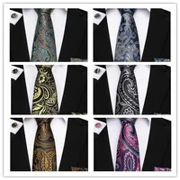 12 Style Neck Tie Set Pocket Square Cufflinks Paisley Jacquard Woven Formal Mens Silk Tie Work Meeting Leisure