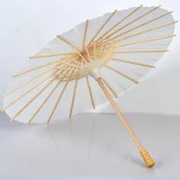 60pcs العرس العريسي المظلات الورقية البيضاء مظلة الحرفة الصينية المصغرة قطر 20 ، 30 ، 40 ، 60 سم