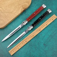 OEM13 İnç Kırmızı / Siyah Ahşap Saplı Tek Eylem Pocket Bıçak Mafia Vahşi Survival Aracı Açık Taktik Av Katlama Bıçak