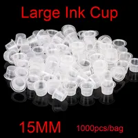 1000Pcs Large Size 15MM Weiß Tattoo Ink Cups für Tätowierung Gewehr-Nadel-Tinten-Tipps Grips Kits