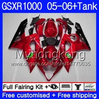 + Tank voor Suzuki GSXR 1000 1000CC GSX R1000 2005 2006 Carrosserie Pearl Rood Hot 300hm.54 GSX-R1000 GSXR-1000 1000 CC K5 GSXR1000 05 06 Kuip