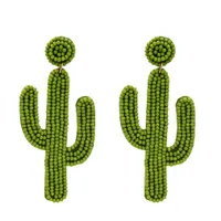 Uttalande akryl pärla kaktus droppe örhängen för kvinnor handgjorda frö pärlstav tropisk frukt dangle örhängen söta strand smycken