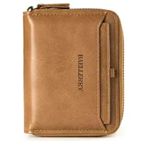 محفظة جلدية الرجال مع عملات جيب سستة محفظة حامل بطاقة الهوية